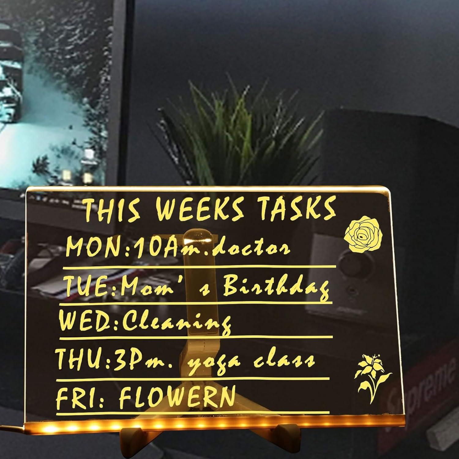 Tablero de Notas LED KARNXYL Acrílico 30x20cm con 7 Lápices