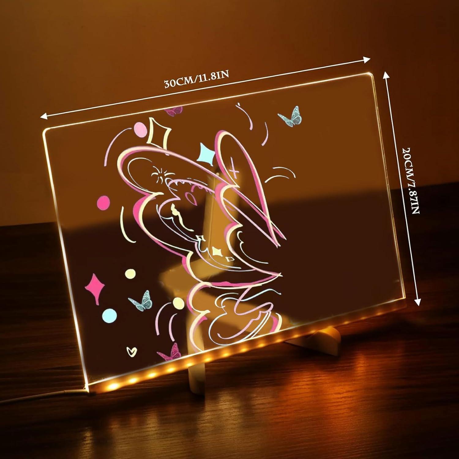 Tablero de Notas LED KARNXYL Acrílico 30x20cm con 7 Lápices