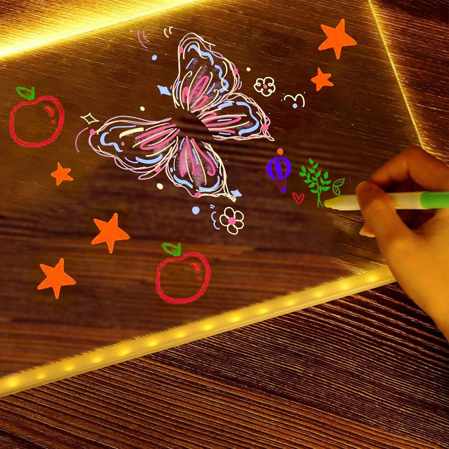 Tablero de Notas LED KARNXYL Acrílico 30x20cm con 7 Lápices