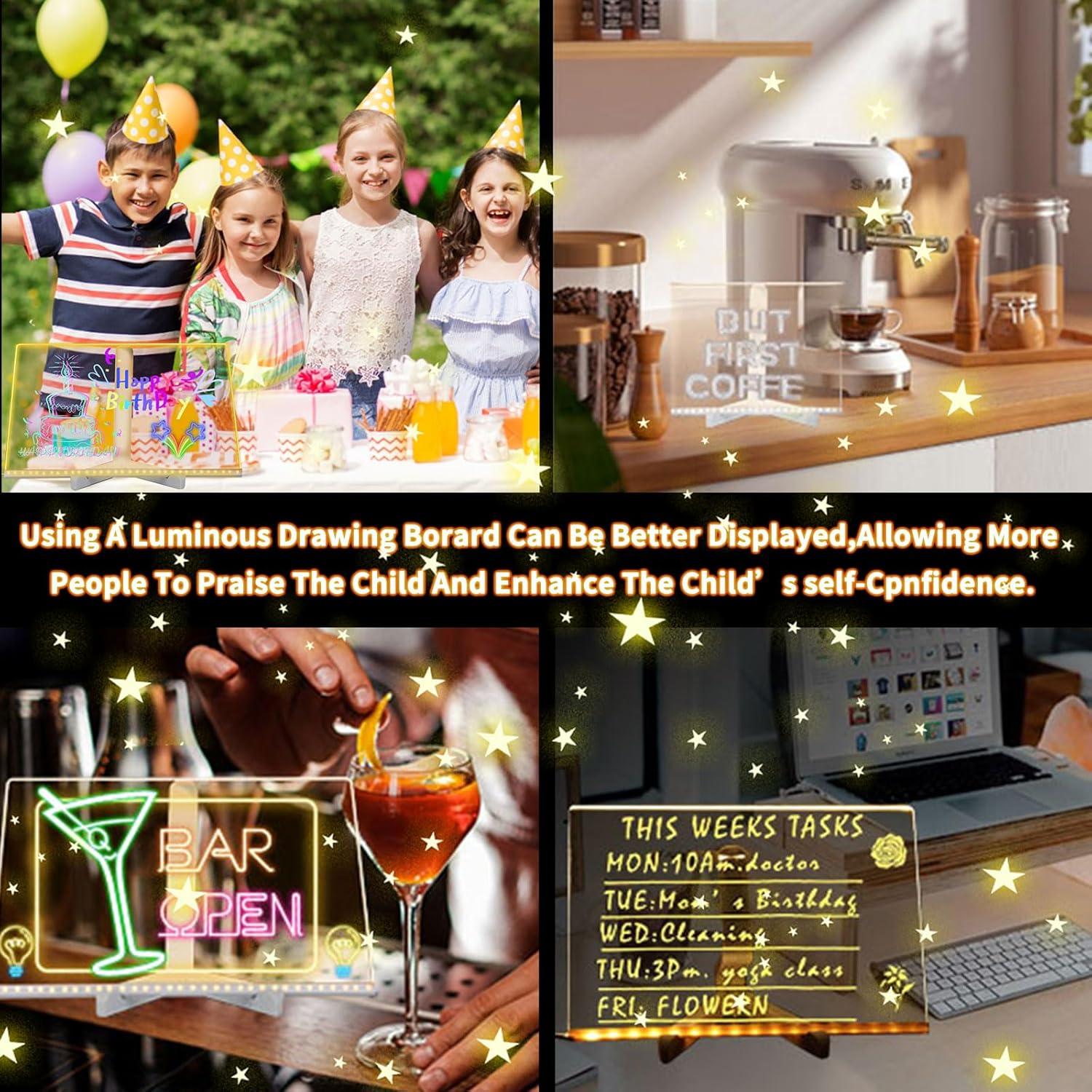 Tablero de Notas LED KARNXYL Acrílico 30x20cm con 7 Lápices