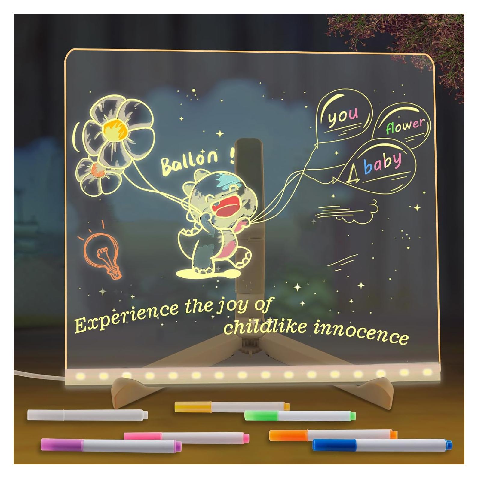 Tablero de Notas LED Fellibay 20.07cm Acrílico Borrado en Seco