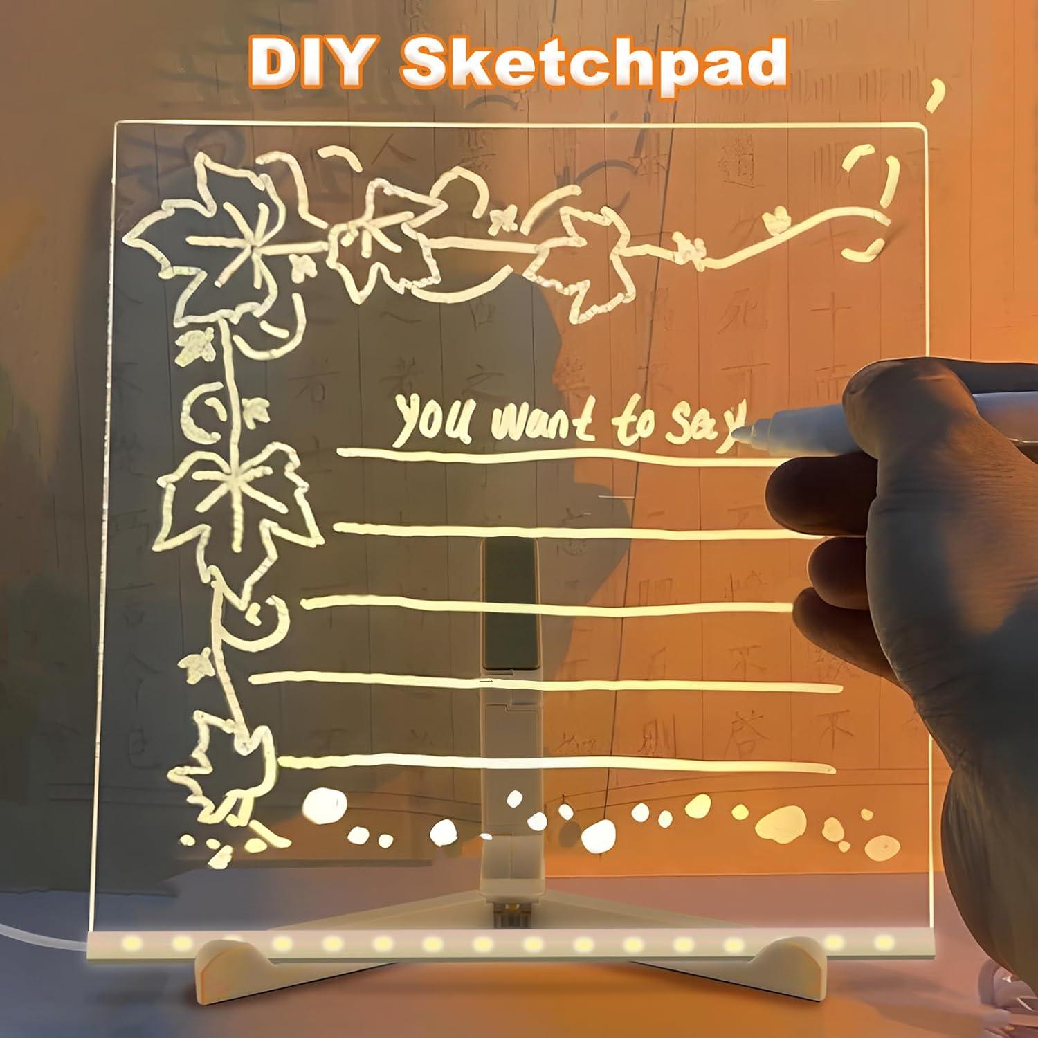 Tablero de Notas LED Fellibay 20.07cm Acrílico Borrado en Seco