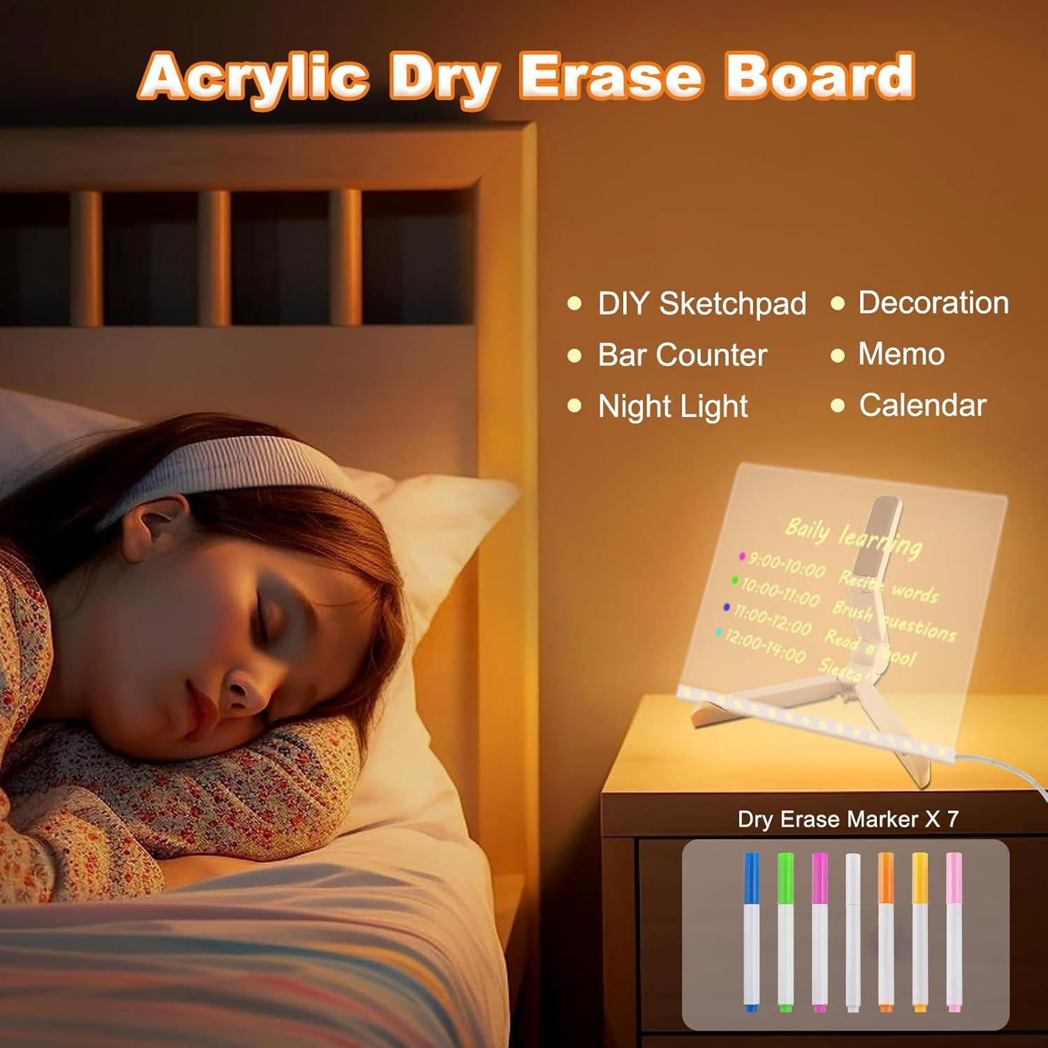 Tablero de Notas LED Fellibay 20.07cm Acrílico Borrado en Seco