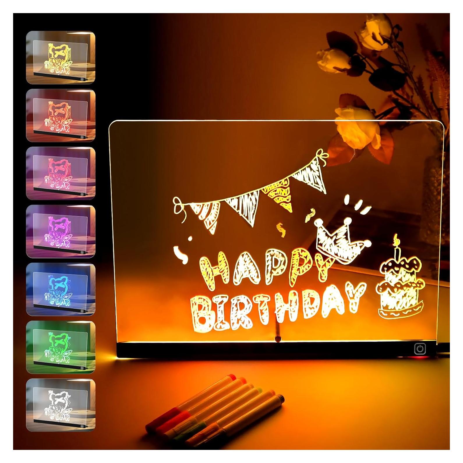 Tablero de Notas LED SUOOCH 33x25cm Acrílico Borrado Seco