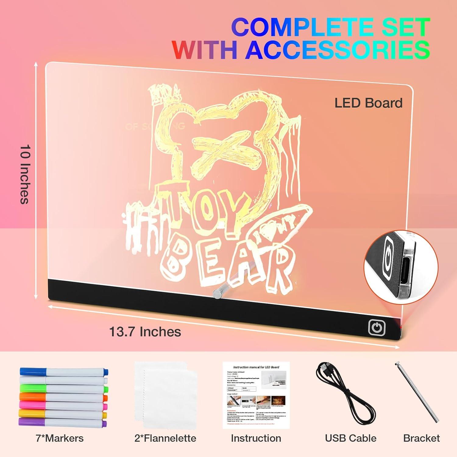 Tablero de Notas LED SUOOCH 33x25cm Acrílico Borrado Seco