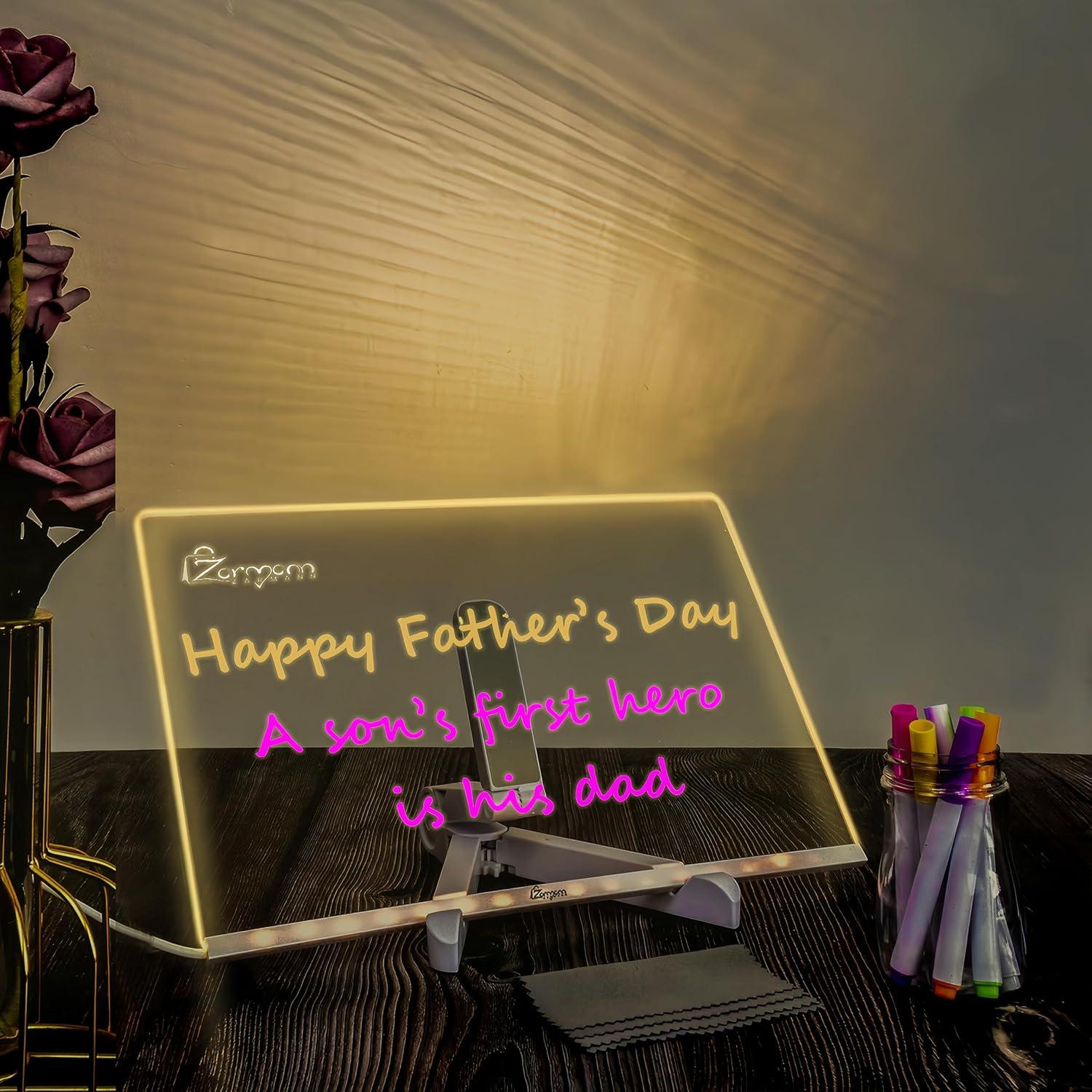 Tablero de Notas LED ZARMANN 30.5 x 20.1 cm con 7 Marcadores