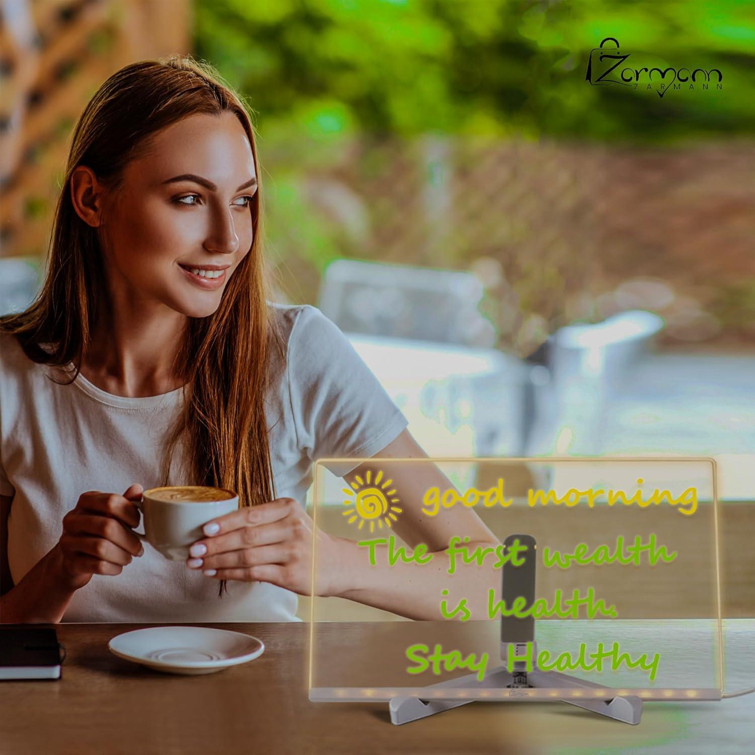 Tablero de Notas LED ZARMANN 30.5 x 20.1 cm con 7 Marcadores