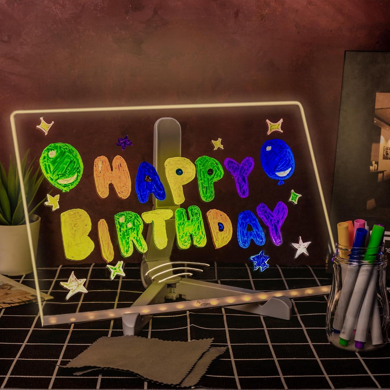 Tablero de Notas LED ZARMANN 30.5 x 20.1 cm con 7 Marcadores