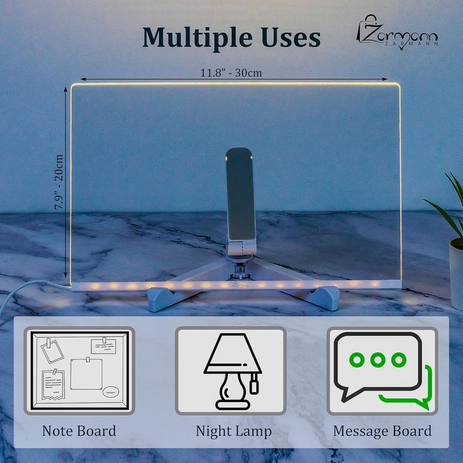 Tablero de Notas LED ZARMANN 30.5 x 20.1 cm con 7 Marcadores