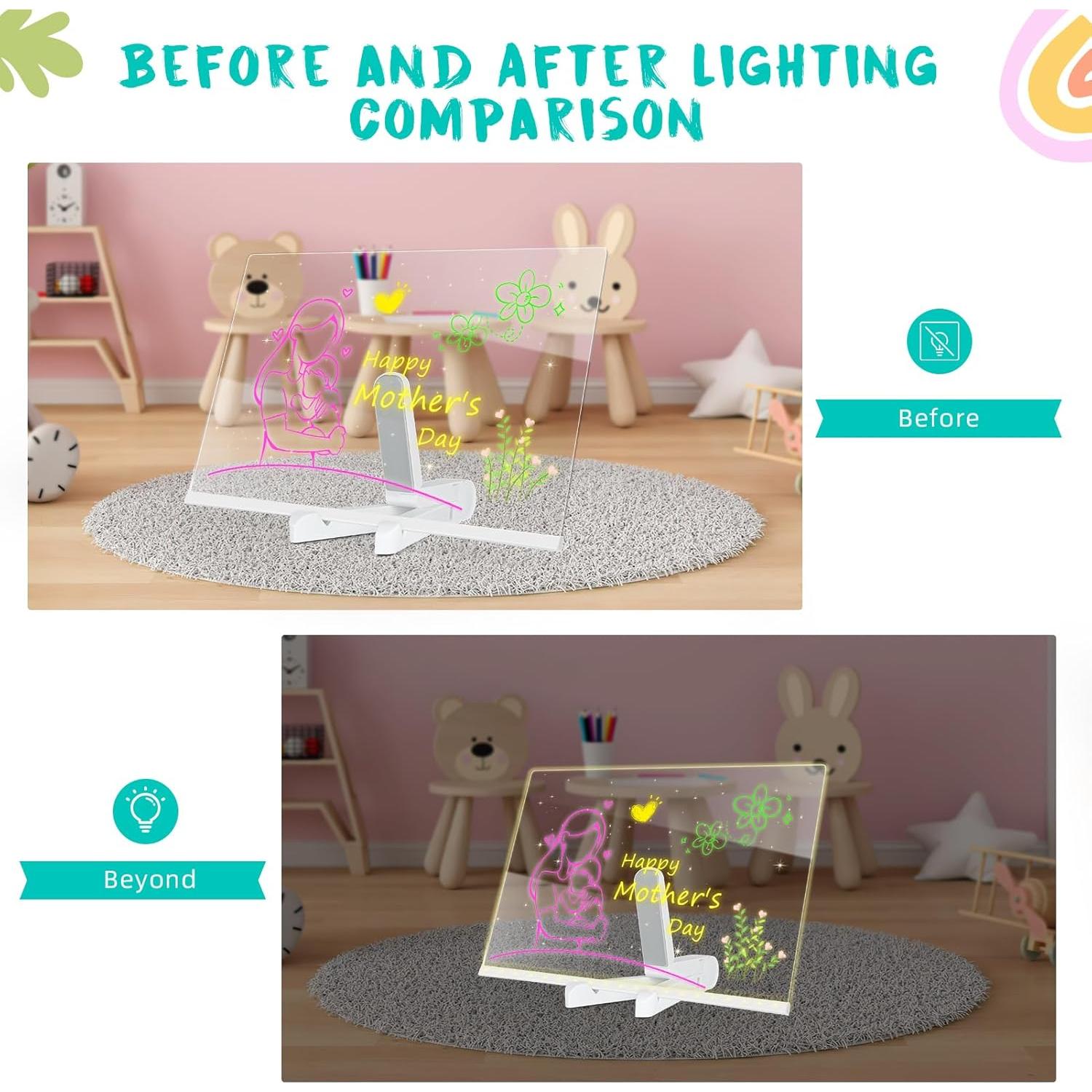 Tablero de Notas LED Kimmol 30x20 cm con 7 Colores y Soporte