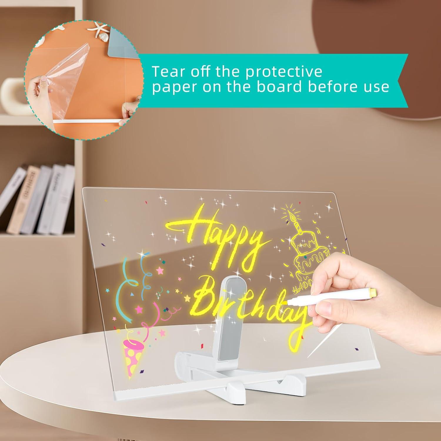 Tablero de Notas LED Kimmol 30x20 cm con 7 Colores y Soporte