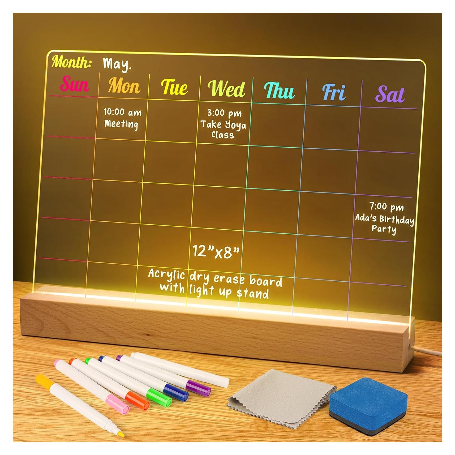 Tablero Acrílico de Borrado en Seco D-FantiX 30x20 cm con Soporte Iluminado