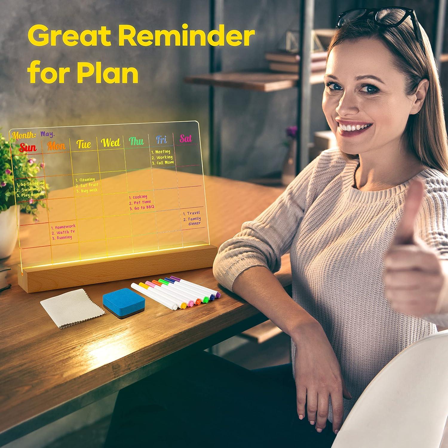 Tablero Acrílico de Borrado en Seco D-FantiX 30x20 cm con Soporte Iluminado