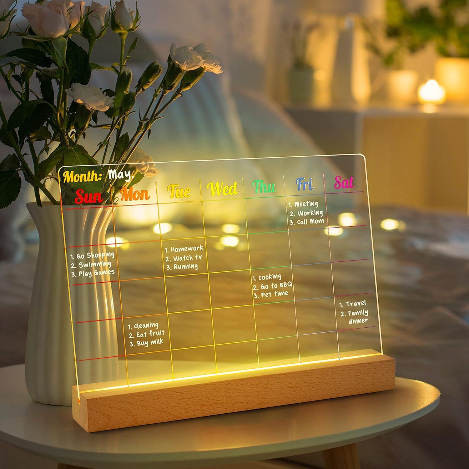 Tablero Acrílico de Borrado en Seco D-FantiX 30x20 cm con Soporte Iluminado