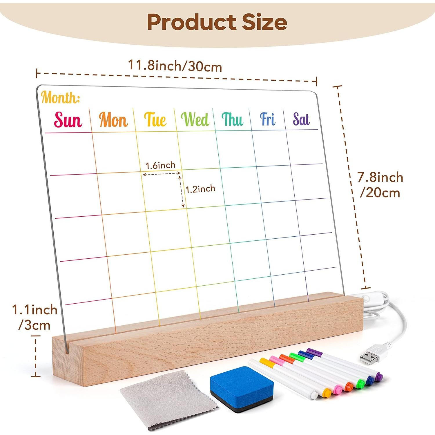 Tablero Acrílico de Borrado en Seco D-FantiX 30x20 cm con Soporte Iluminado
