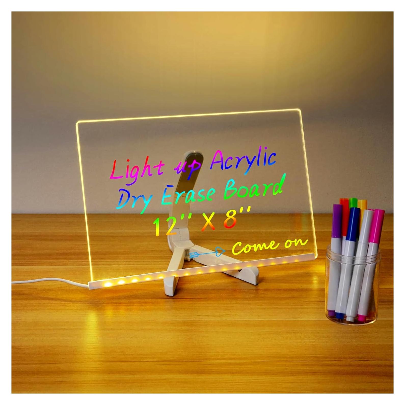 Tablero de Borrado en Seco Acrílico Brilico 30x20cm con Luz