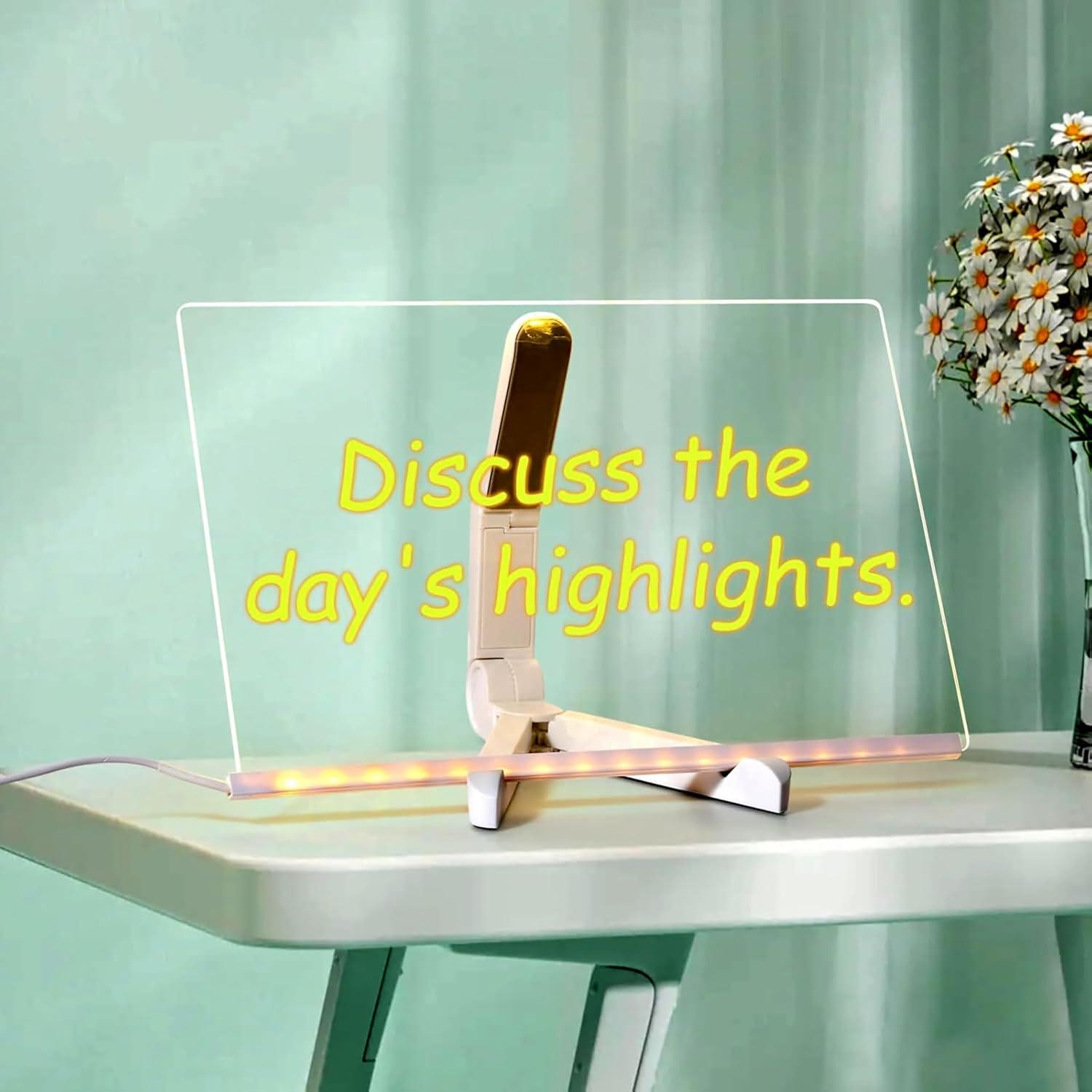 Tablero de Borrado en Seco Acrílico Brilico 30x20cm con Luz