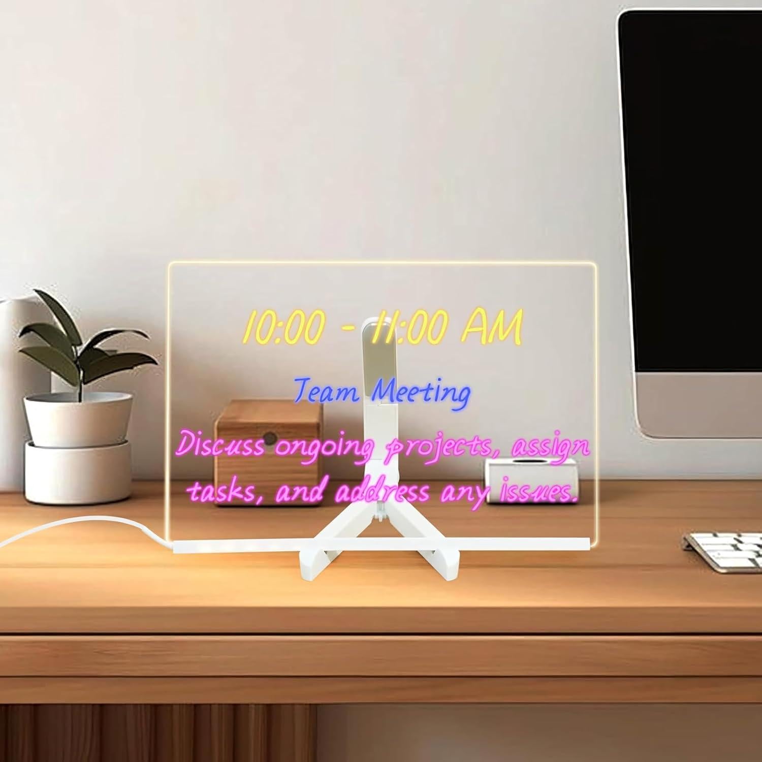 Tablero de Borrado en Seco Acrílico Brilico 30x20cm con Luz