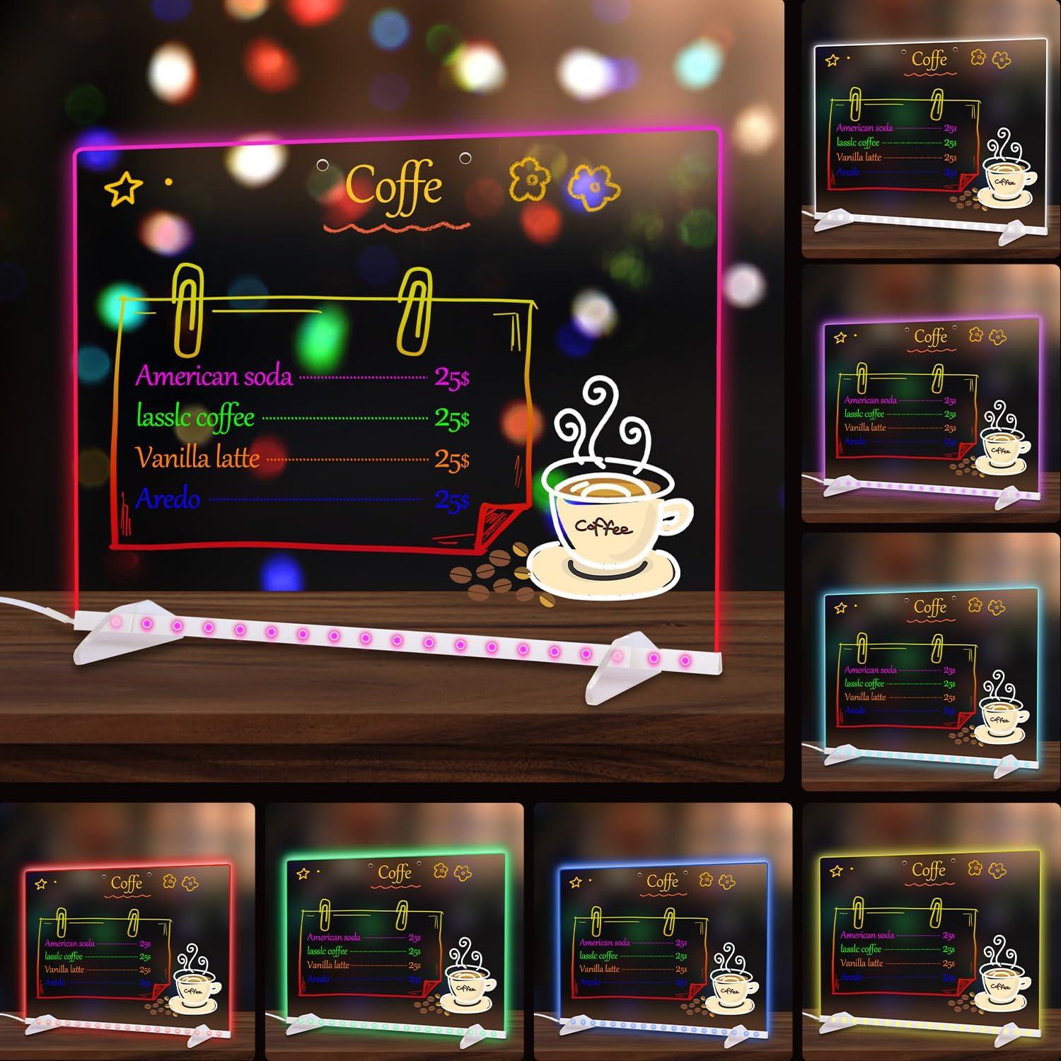 Tablero de Notas LED 33x25cm Genérico con 7 Colores y Control Remoto