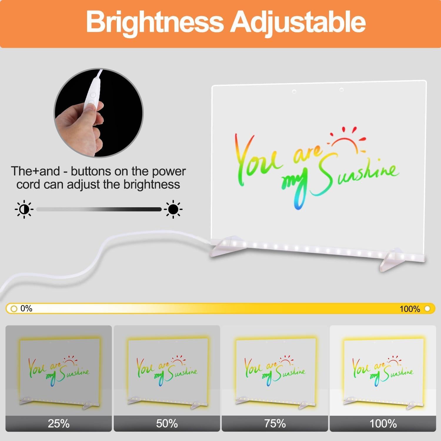 Tablero de Notas LED 33x25cm Genérico con 7 Colores y Control Remoto