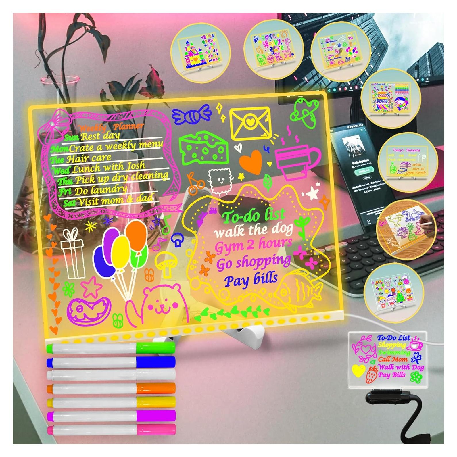 Tablero de Notas LED Fanrui 40x30cm Acrílico Reescribible