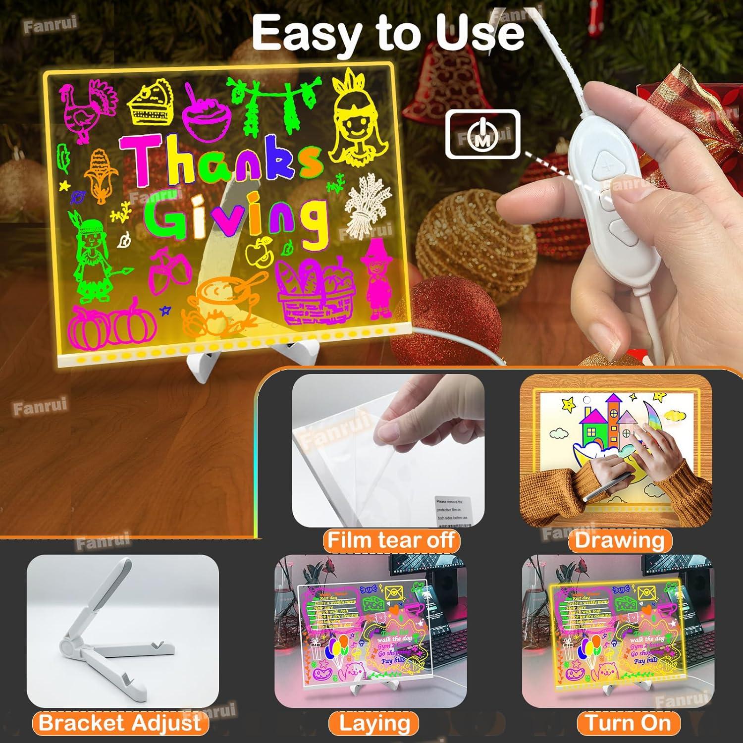 Tablero de Notas LED Fanrui 40x30cm Acrílico Reescribible