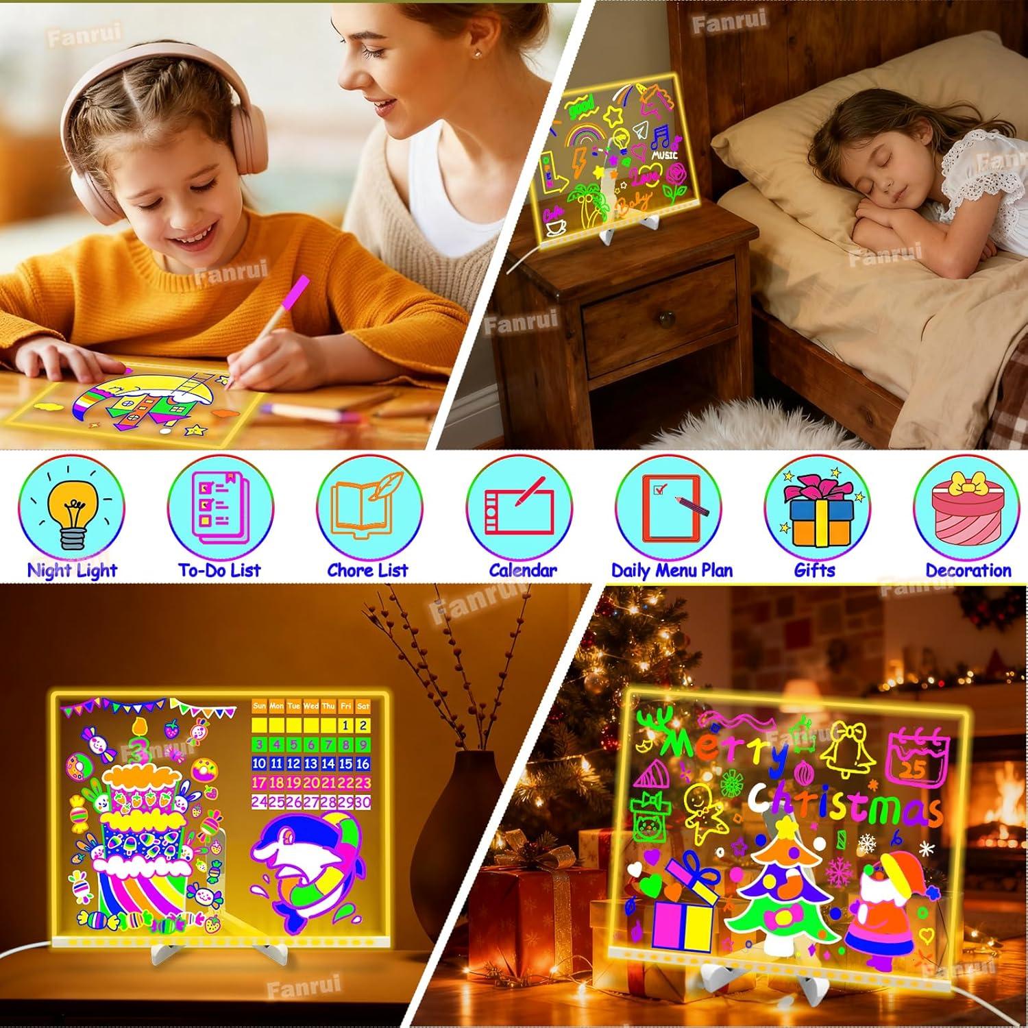 Tablero de Notas LED Fanrui 40x30cm Acrílico Reescribible