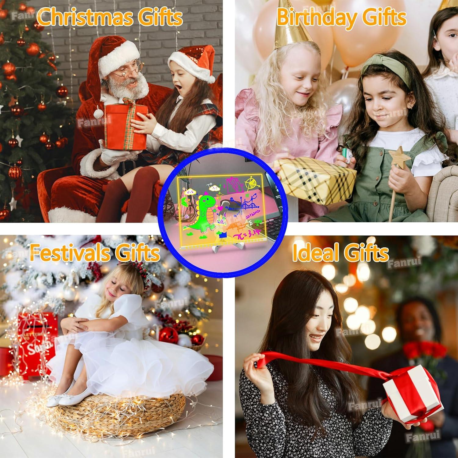 Tablero de Notas LED Fanrui 40x30cm Acrílico Reescribible