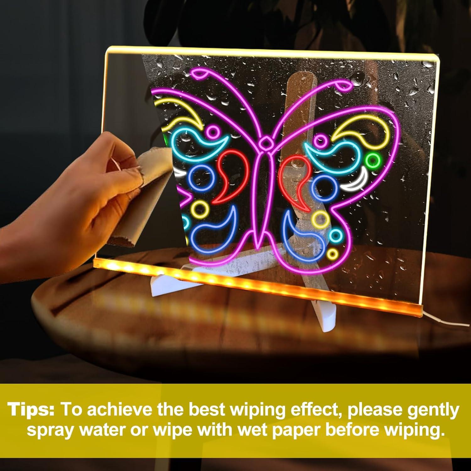 Tablero LED de Notas CALENBO 30x20 cm Acrílico Borrado en Seco