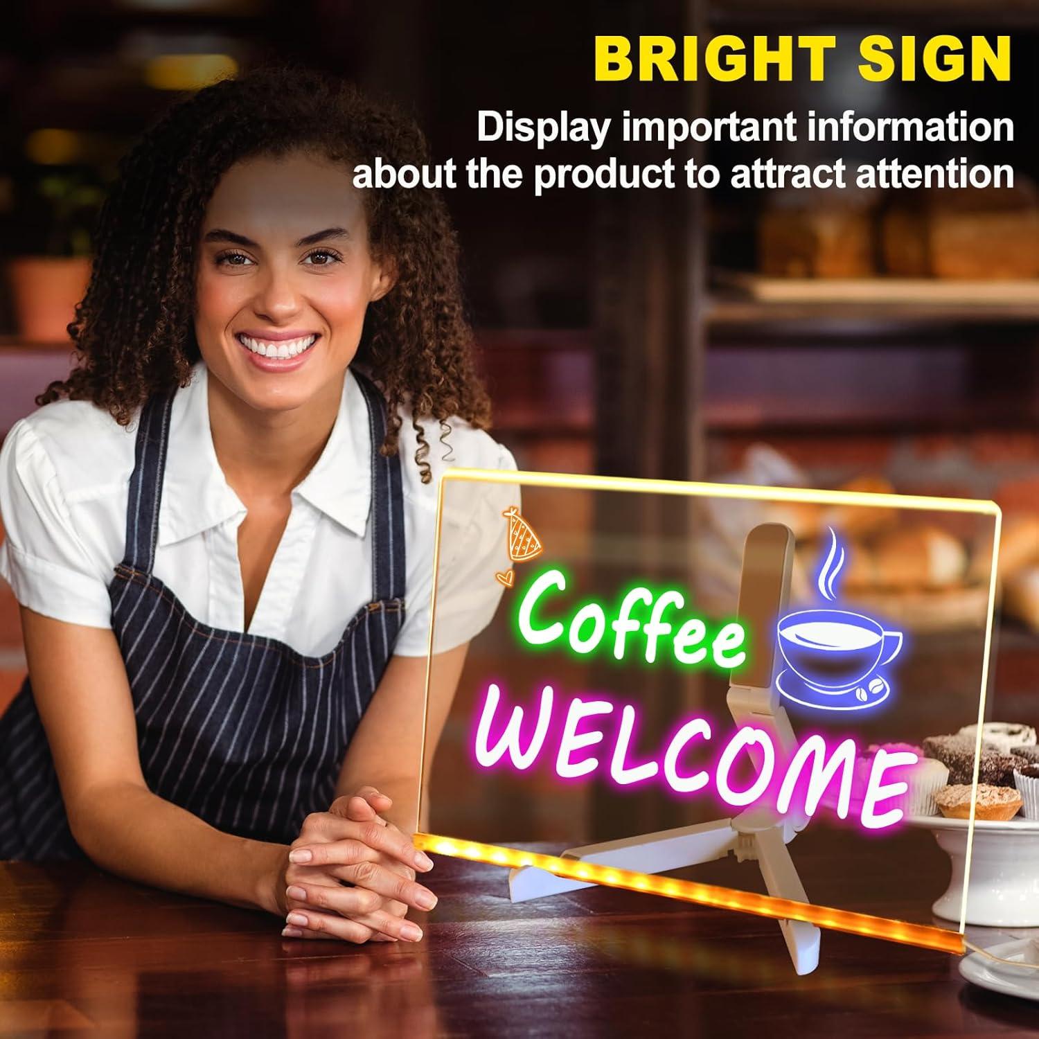 Tablero LED de Notas CALENBO 30x20 cm Acrílico Borrado en Seco