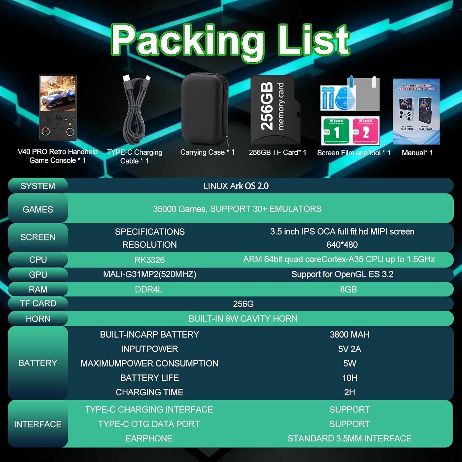 Consola de Juegos Portátil RegiisJoy V40 Pro 35000 Juegos 256GB