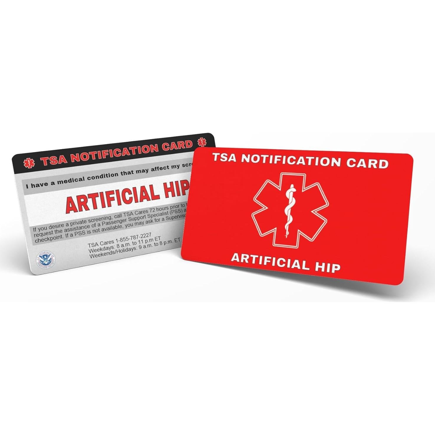 Tarjeta de Notificación TSA para Cadera Artificial - 2 Unidades