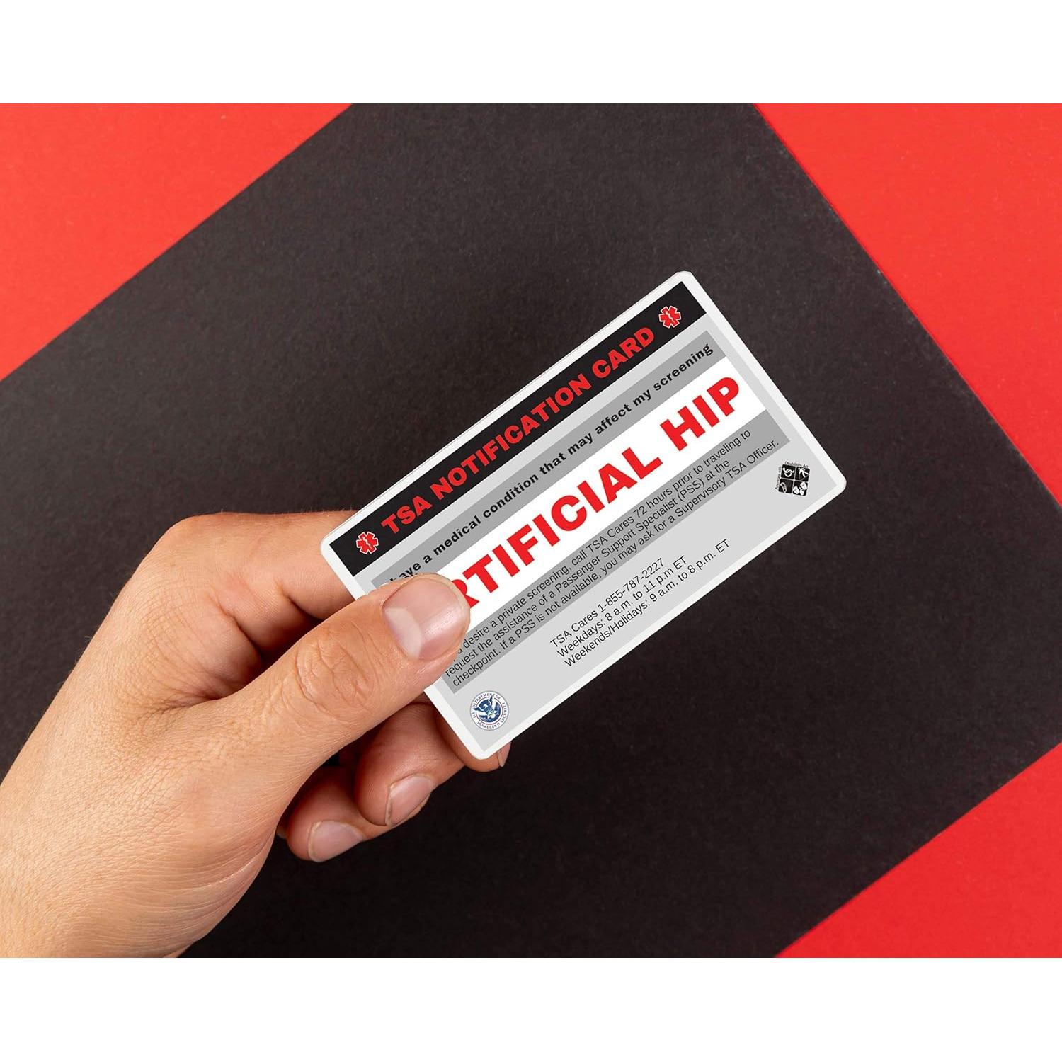 Tarjeta de Notificación TSA para Cadera Artificial - 2 Unidades