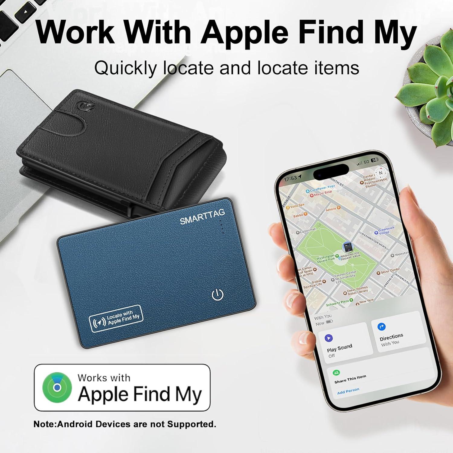 Rastreador de Tarjeta Inalámbrico Azul para iOS - Apple Find My