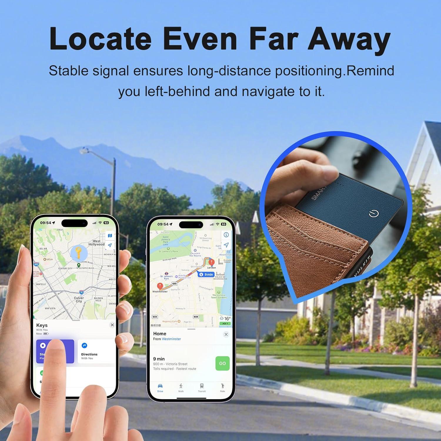 Rastreador de Tarjeta Inalámbrico Azul para iOS - Apple Find My