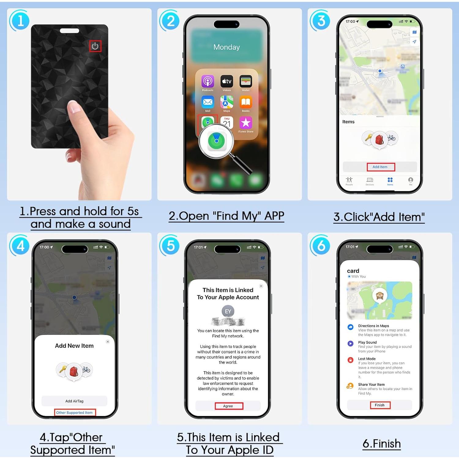 Rastreador Inteligente Ittnim para Cartera - Recargable, IP68