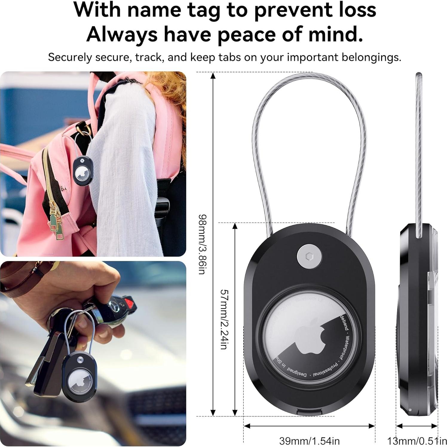 Estuche de Etiqueta de Equipaje DDJ para Apple AirTag - 2 Paquetes, Impermeable, Antipérdida