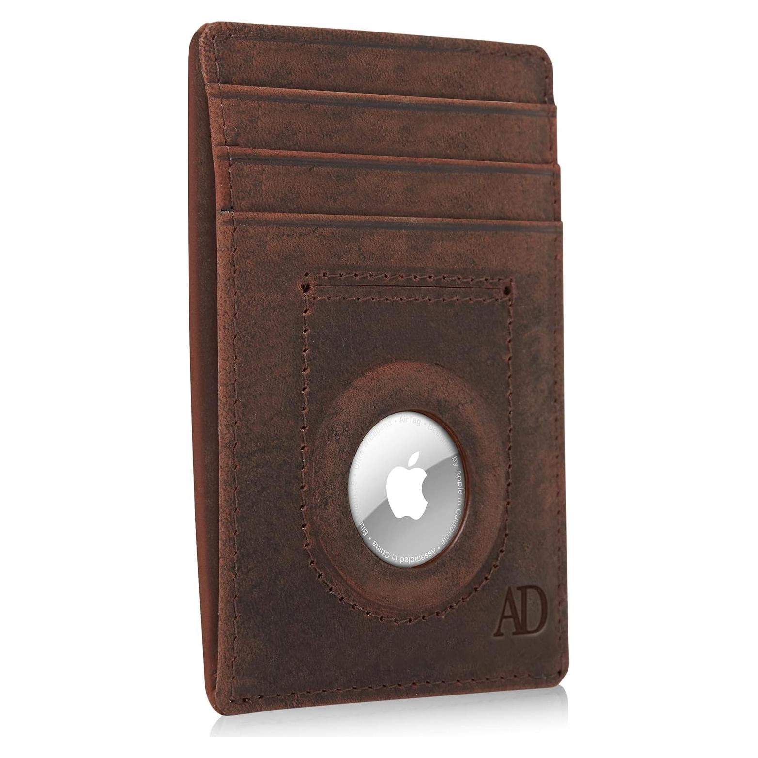 Billetera de Cuero Genuino Access Denied para AirTag - Marrón Crazyhorse