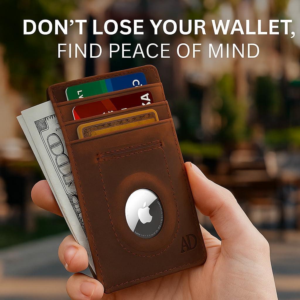 Billetera de Cuero Genuino Access Denied para AirTag - Marrón Crazyhorse