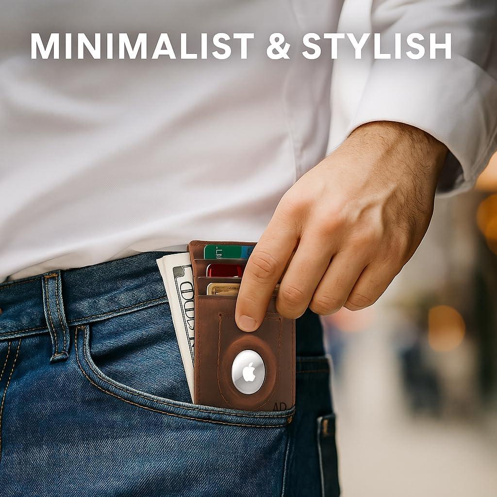 Billetera de Cuero Genuino Access Denied para AirTag - Marrón Crazyhorse