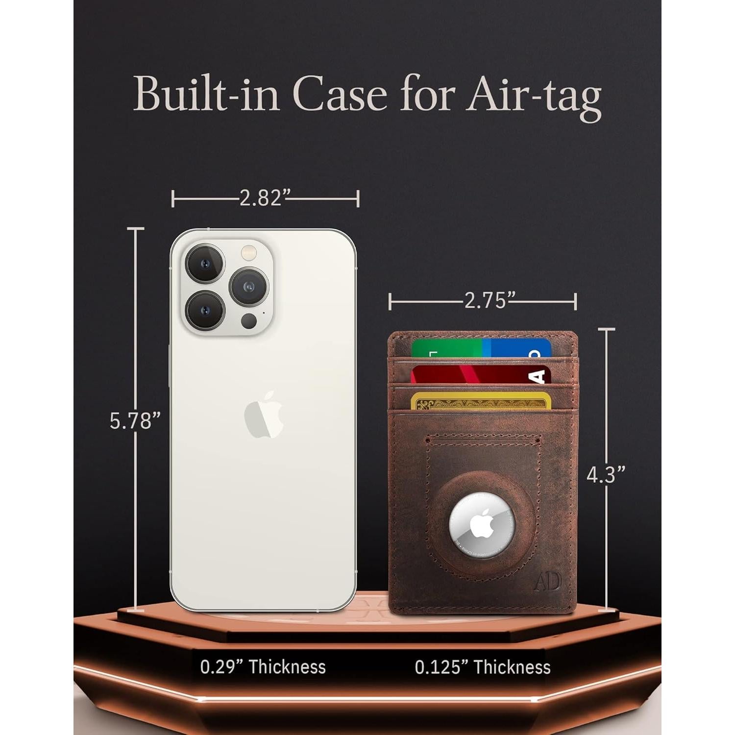 Billetera de Cuero Genuino Access Denied para AirTag - Marrón Crazyhorse