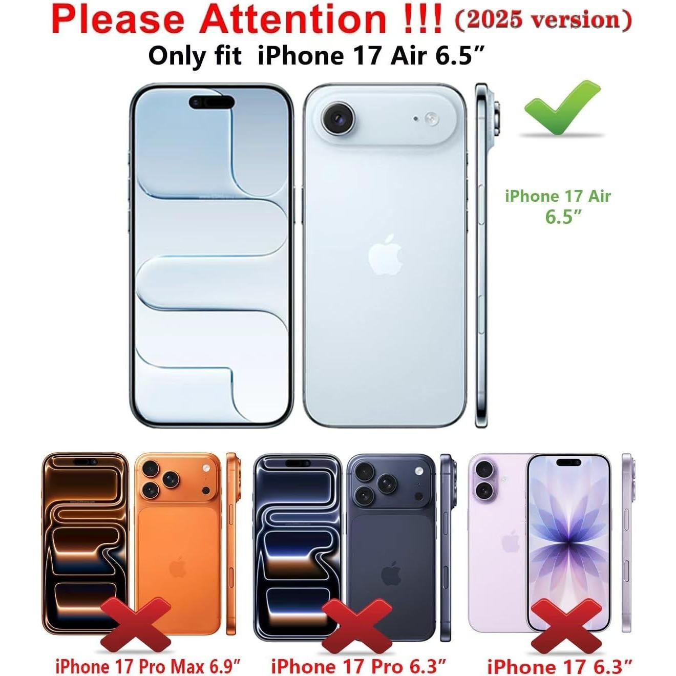 Funda Cartera Qinmay para iPhone 17 Air, Doble Capa, Negro