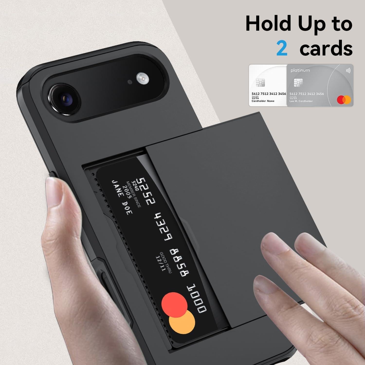 Funda Cartera Qinmay para iPhone 17 Air, Doble Capa, Negro