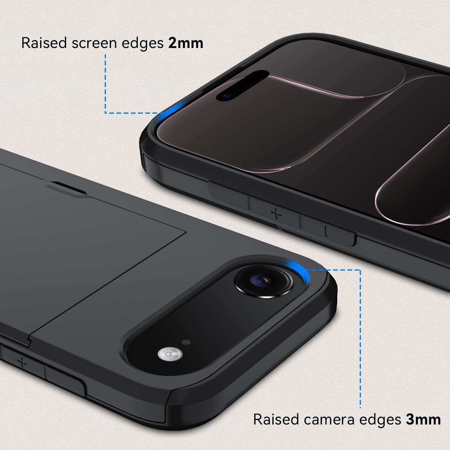 Funda Cartera Qinmay para iPhone 17 Air, Doble Capa, Negro