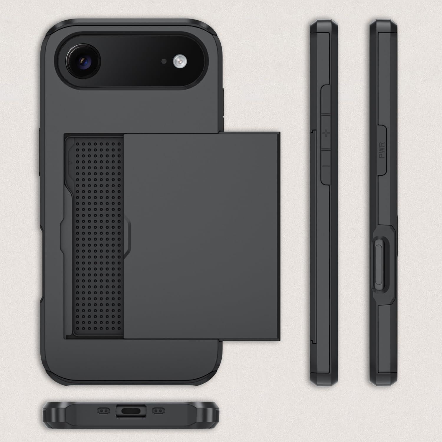 Funda Cartera Qinmay para iPhone 17 Air, Doble Capa, Negro