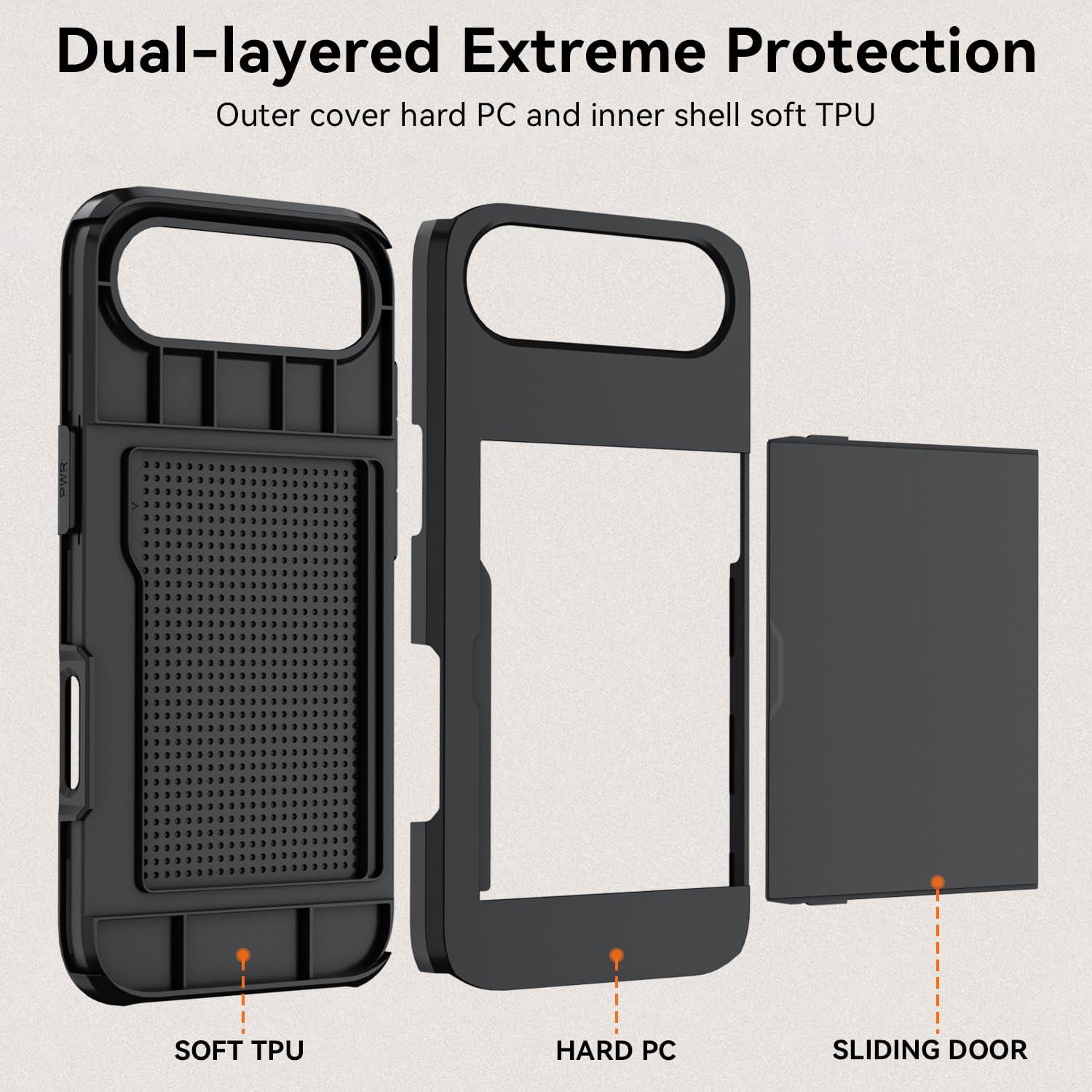 Funda Cartera Qinmay para iPhone 17 Air, Doble Capa, Negro