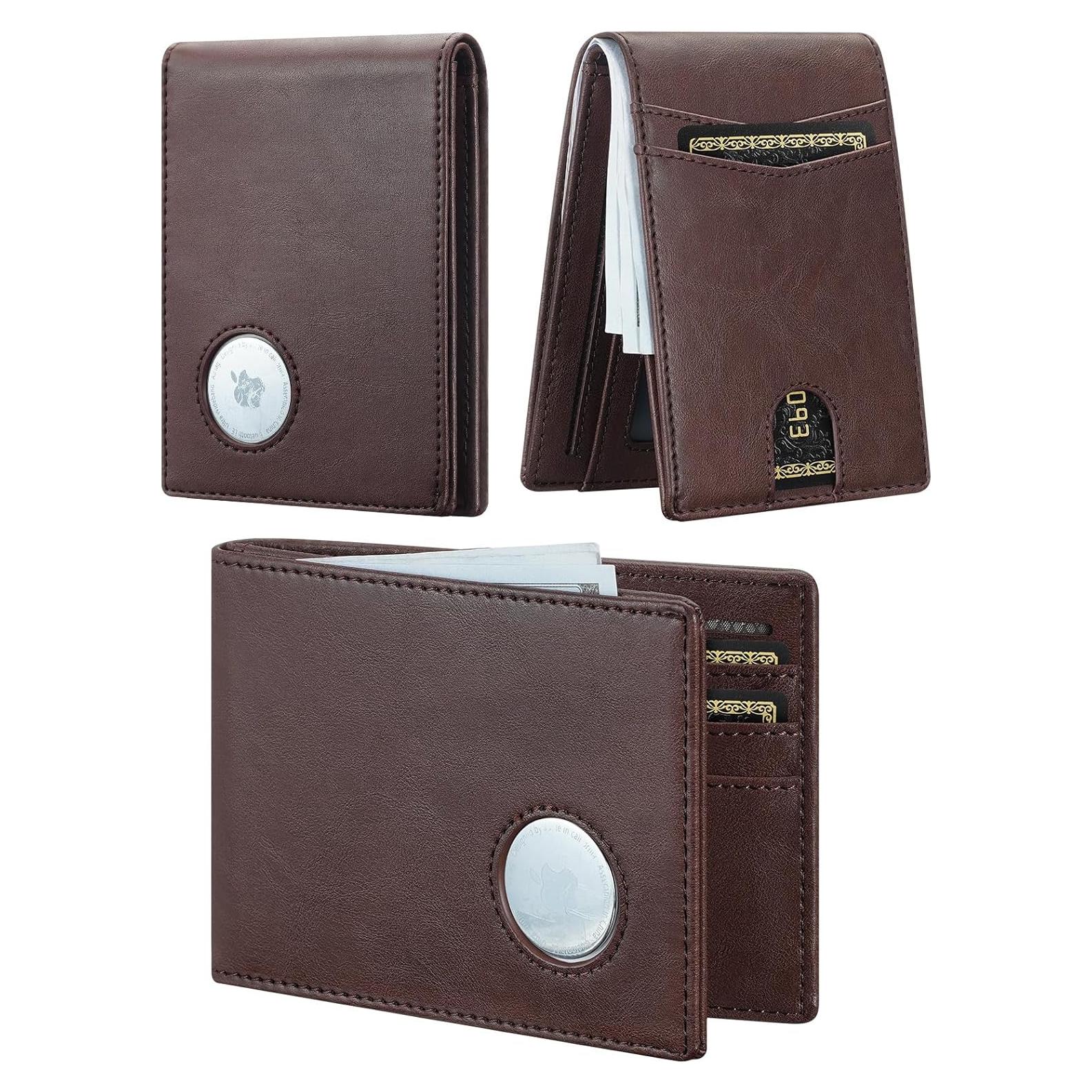 Cartera delgada Furid con AirTag y bloqueo RFID - Cuero negro