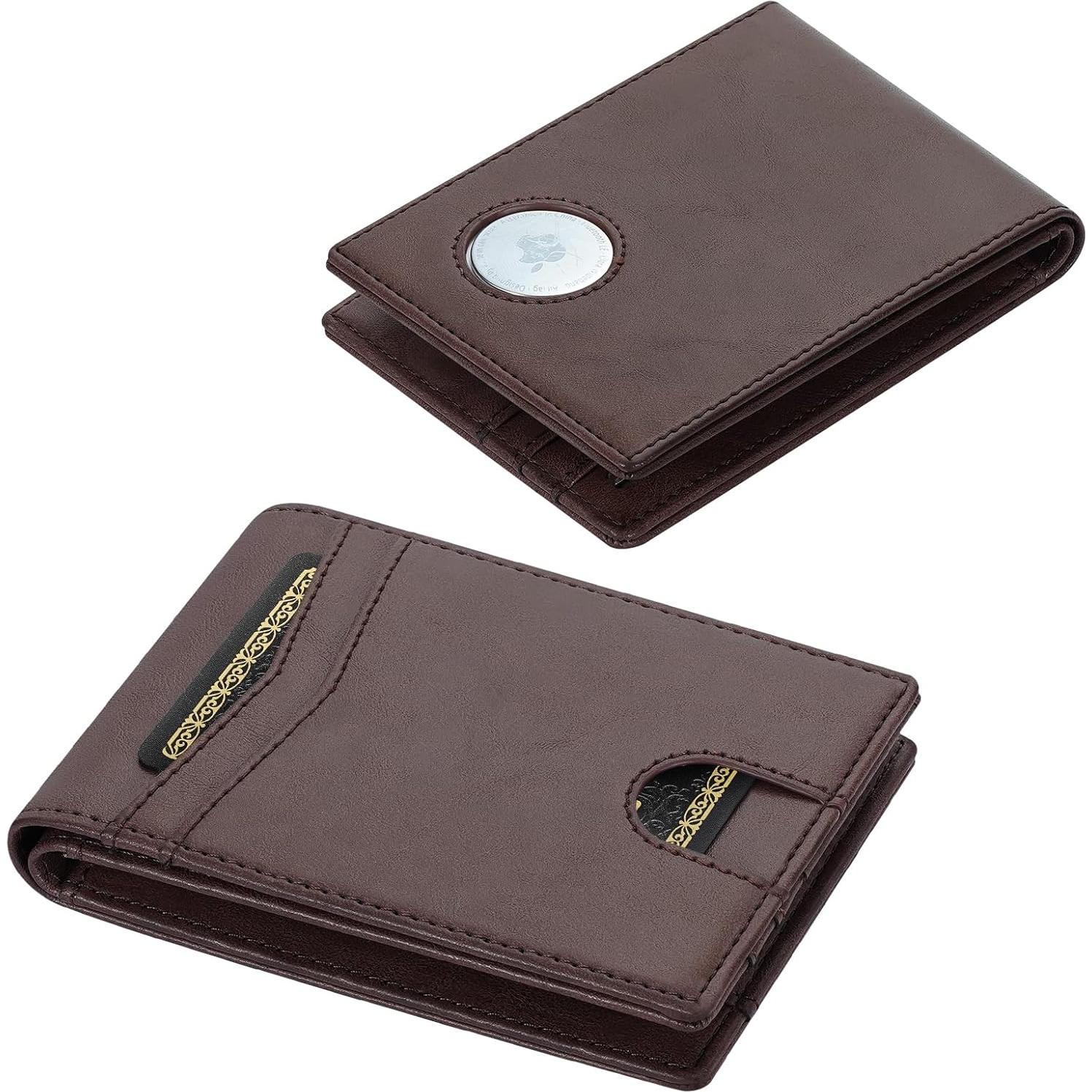 Cartera delgada Furid con AirTag y bloqueo RFID - Cuero negro