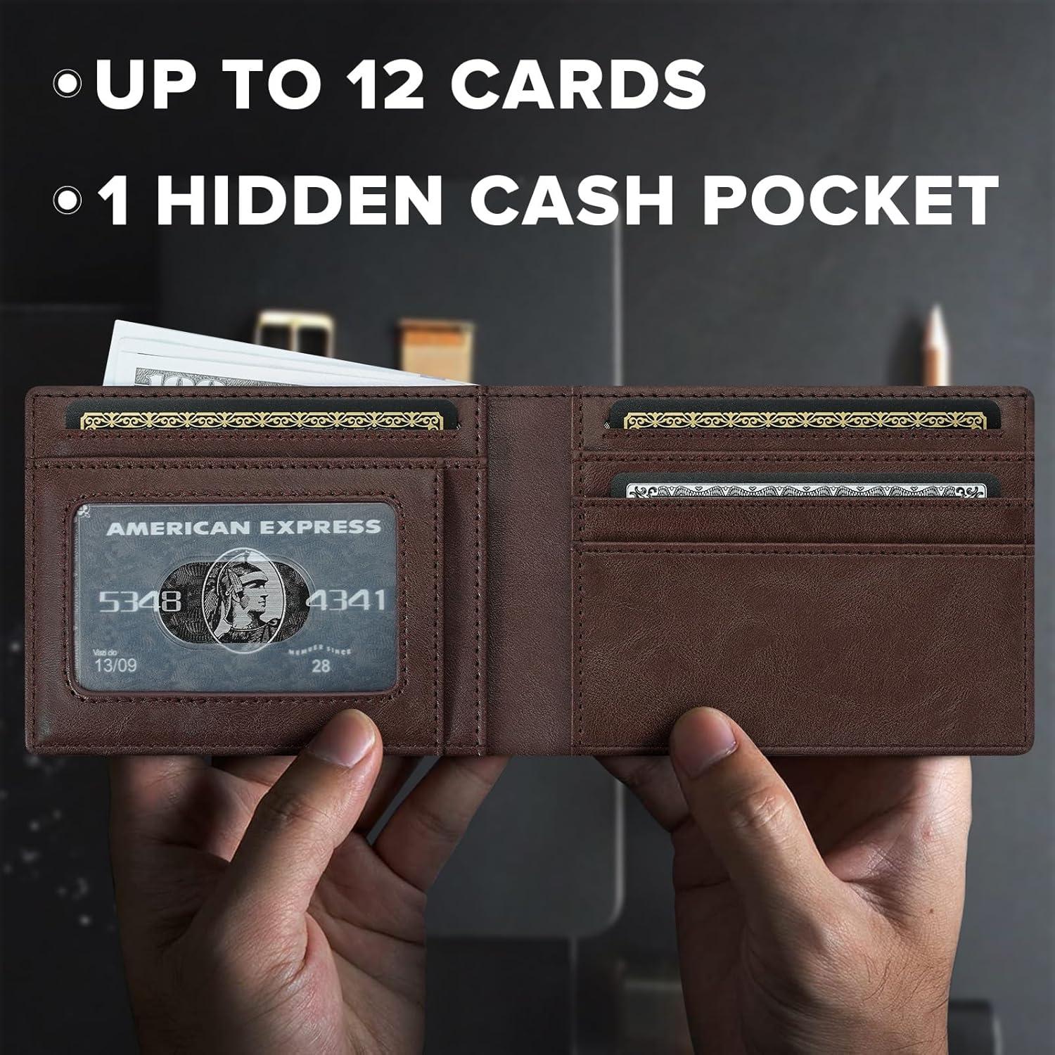 Cartera delgada Furid con AirTag y bloqueo RFID - Cuero negro