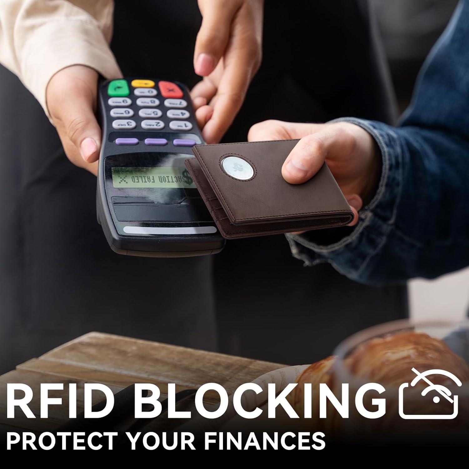 Cartera delgada Furid con AirTag y bloqueo RFID - Cuero negro